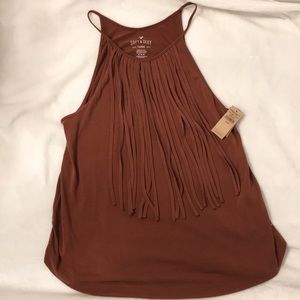 American Eagle Soft & Sexy Fringe Tank Top Brown